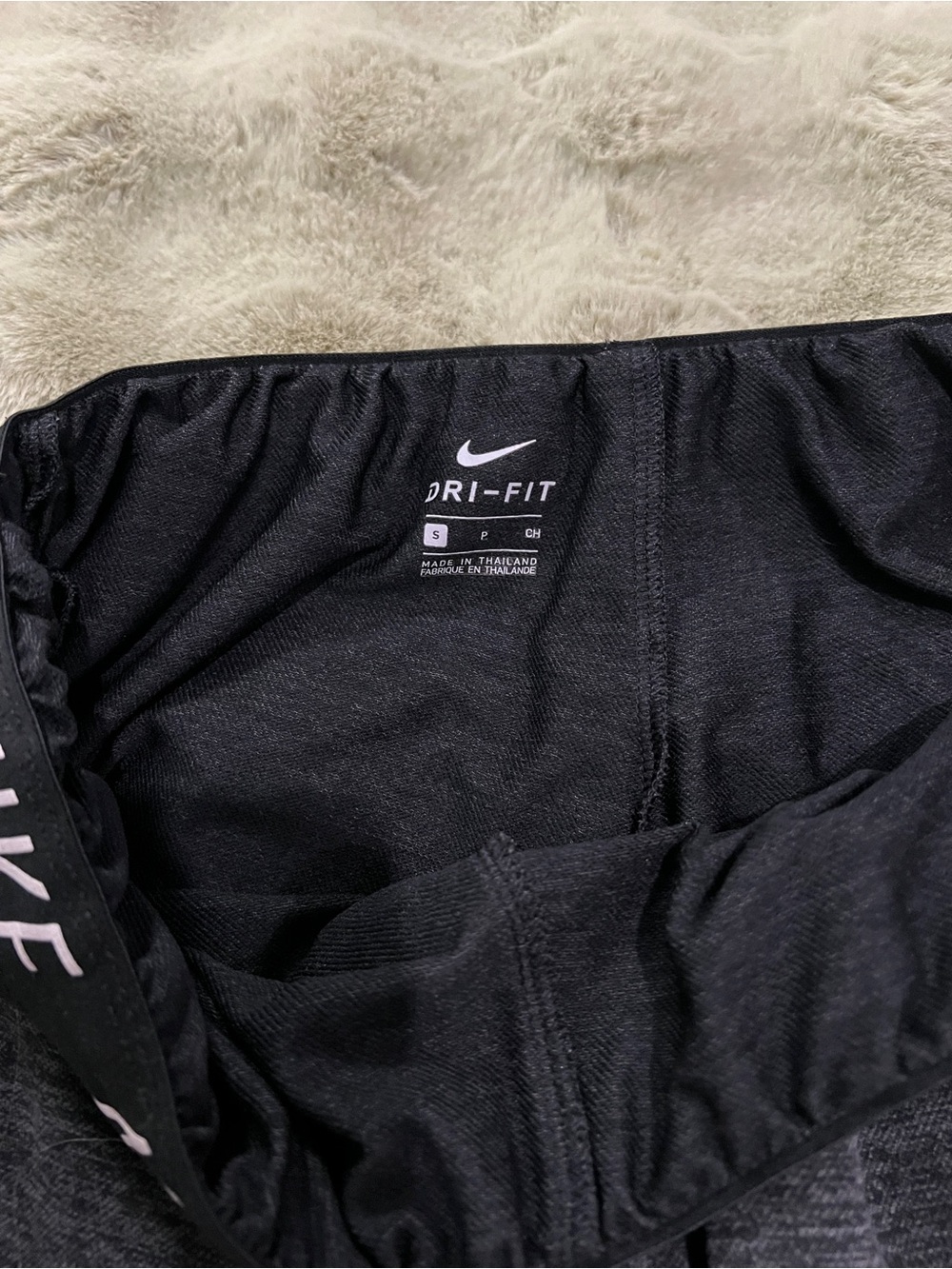 Nike Women's Dark Heather Gray Athletic Shorts with Logo Waistband - Picture 3 of 3